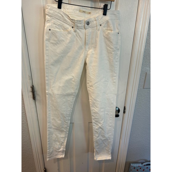 Levi's Denim - Levis 711 Skinny Jeans White Mid Rise Slim Fit‎ Denim Pants 28